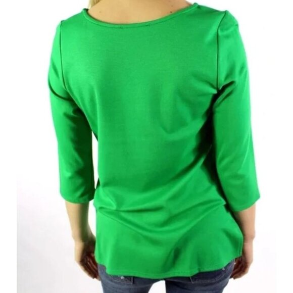 3/4 Women's Sleeve Round Neck with Slit Top Large - Picture 4 of 6